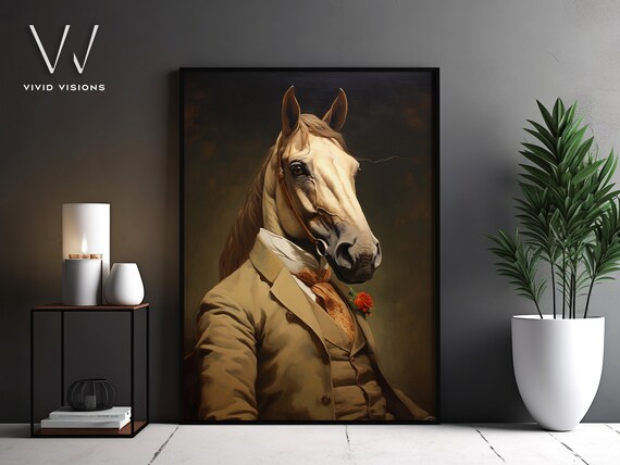 Cream Horse in a Tan Suit with Rose Boutonniere Elegant Poster