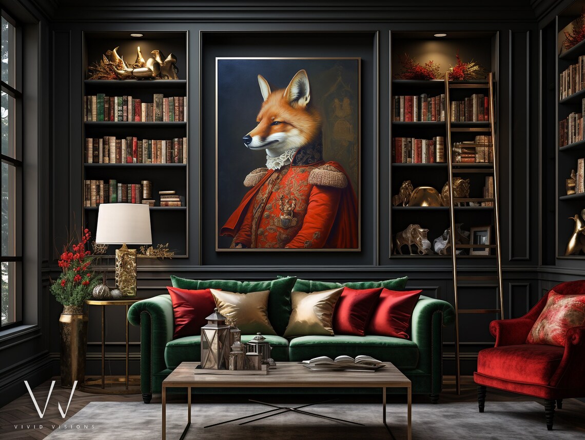 Red Fox Scarlet Military Coat Ruff Gold Epaulettes Royal Portrait Poster - Image 4