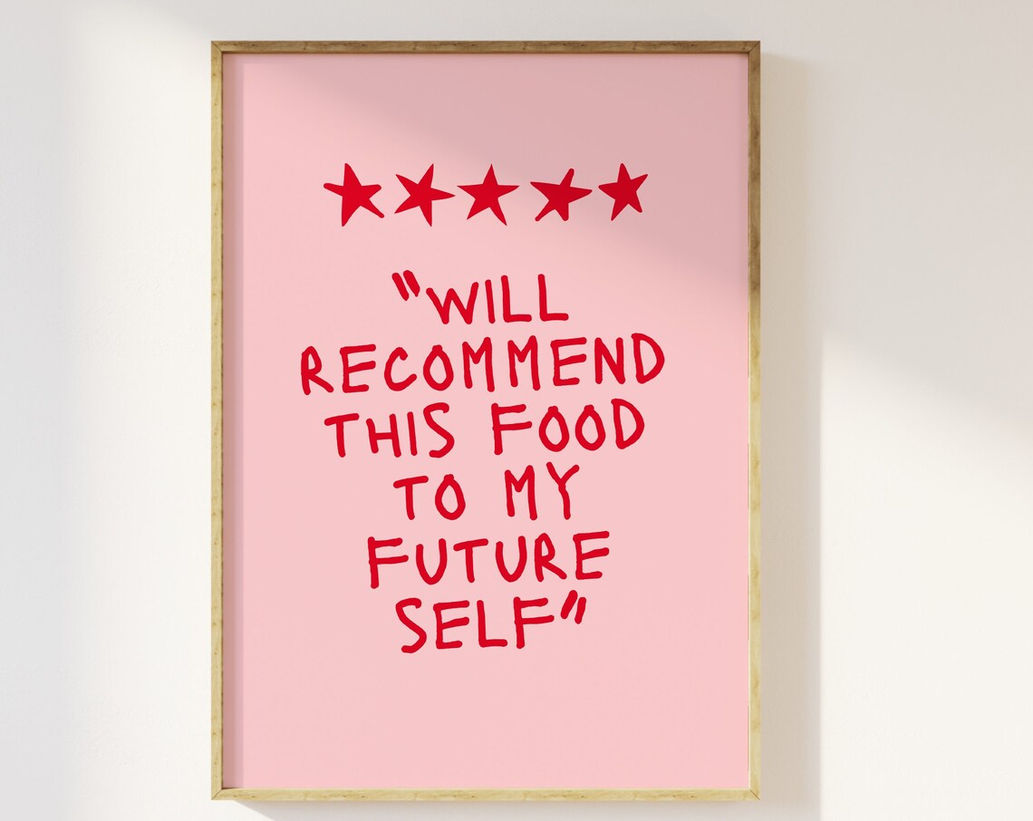 Will Recommend This Food Five Star Funny Foodie Quote Poster