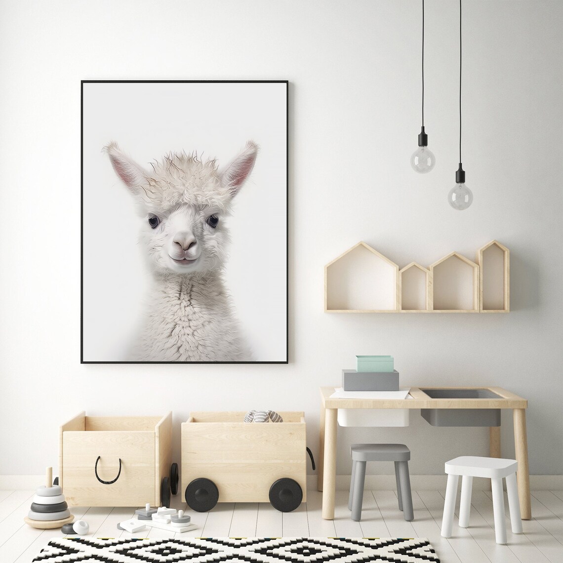 Adorable Baby Alpaca Closeup Portrait Nursery Animal Art Print - Image 3