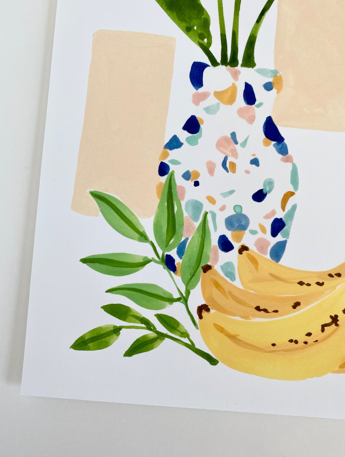 Terazzo Bananas Art Print, Fruit and Flowers - Image 2