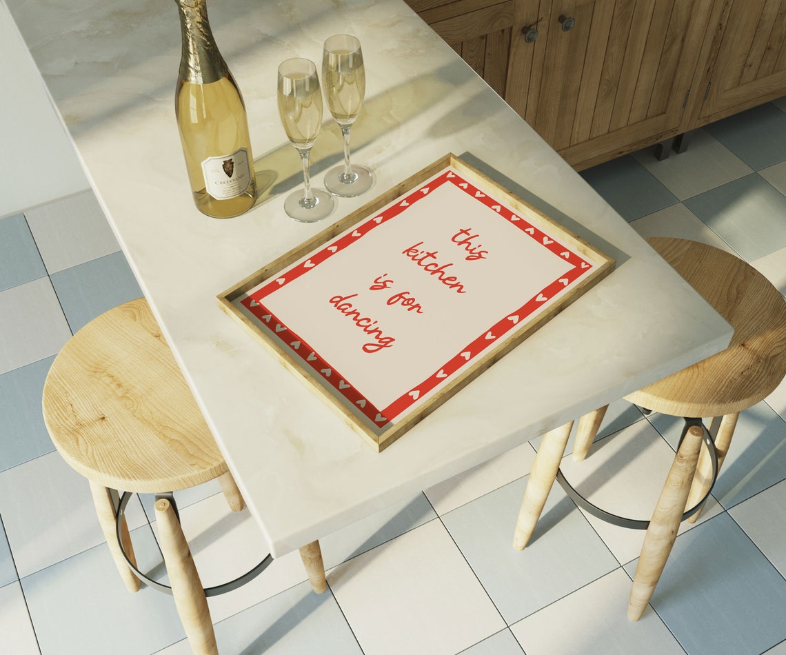 This Kitchen Is for Dancing Funny Red Heart Frame Quote Poster - Image 3