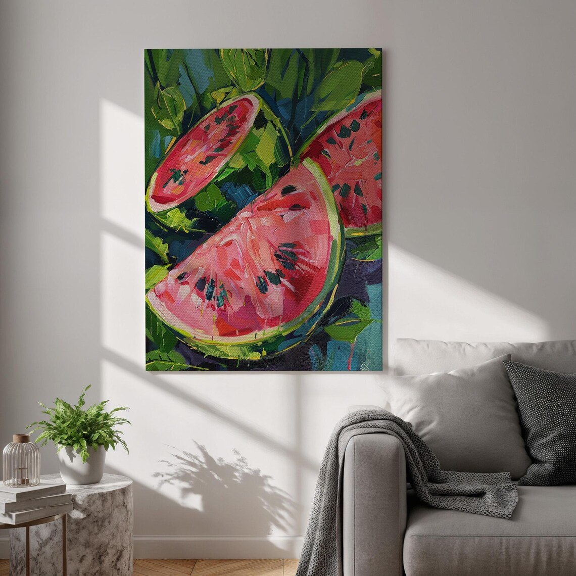Watermelon Slices Vibrant Fruit Still Life Juicy Summer Kitchen Decor Poster