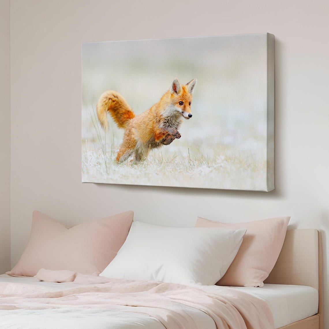 Fox Decorative Canvas Painting Animal Wall Art Framed Modern Decor