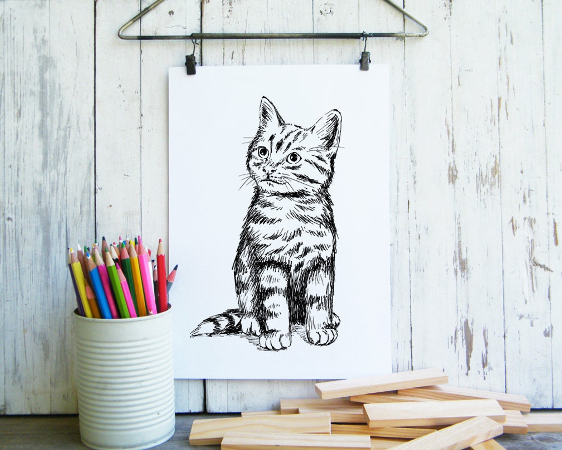 Pet Lover Gift Kitten File Cat Poster Kids Wall Art Nursery Decor Cute Animals Cat Lover Gift Nursery Wall Hanging - Image 3