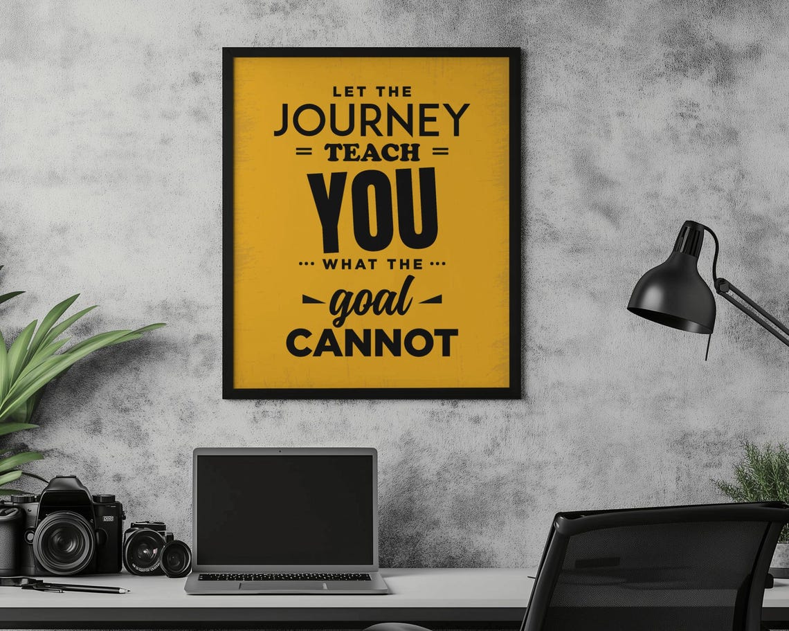 Let The Journey Teach You Mustard Yellow Motivational Quote Poster - Image 3
