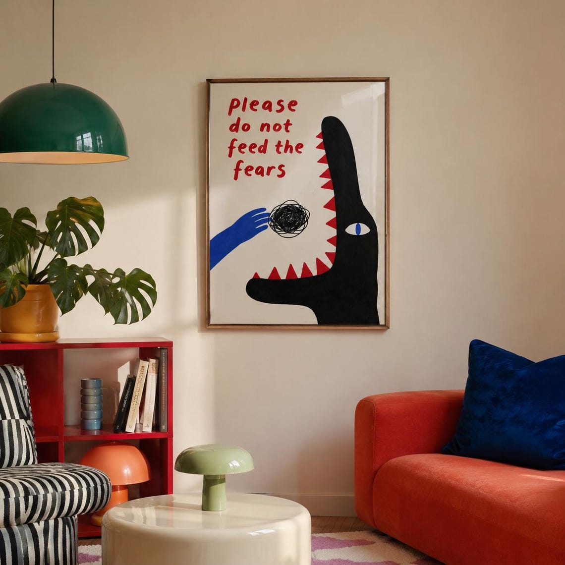 Bold Graphic Mental Health Poster Risograph Style Quote Wall Art - Image 2