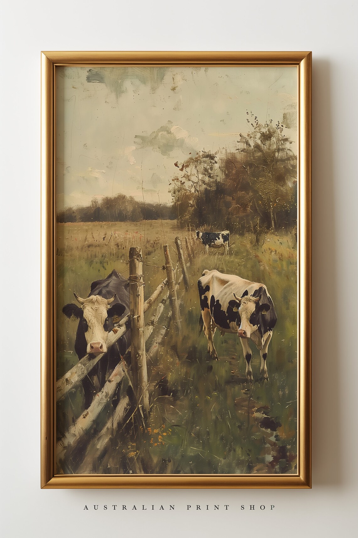 Vintage Country Cows, Australian Outback Art Print - Image 4