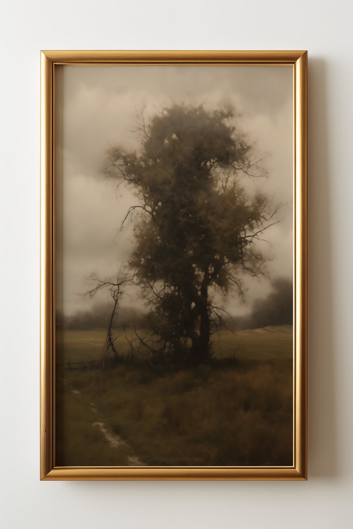 Moody Australian Landscape Painting Vintage Moody Tree Art - Image 3