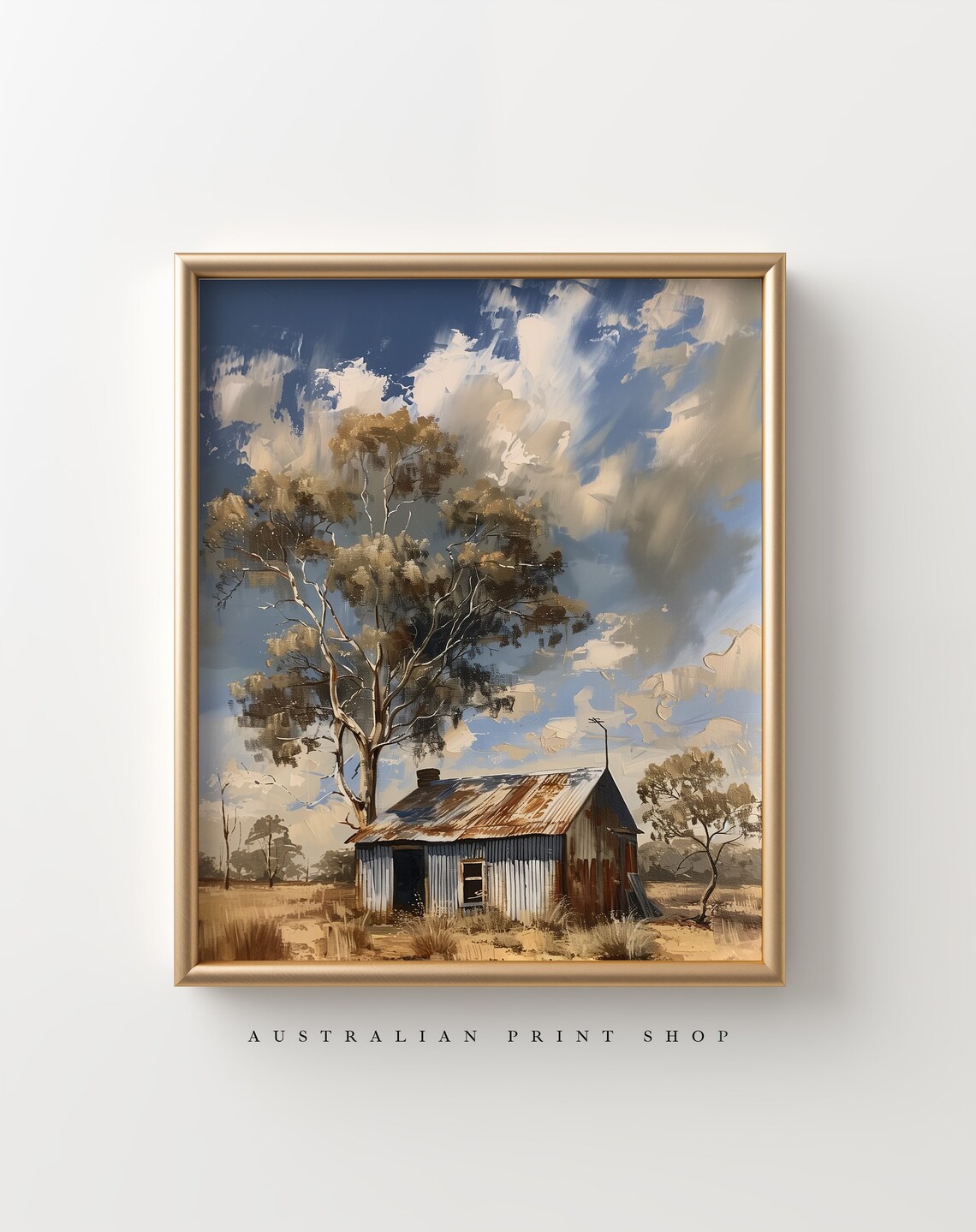 Australian Outback Farm Painting, Tin Shed Art Print