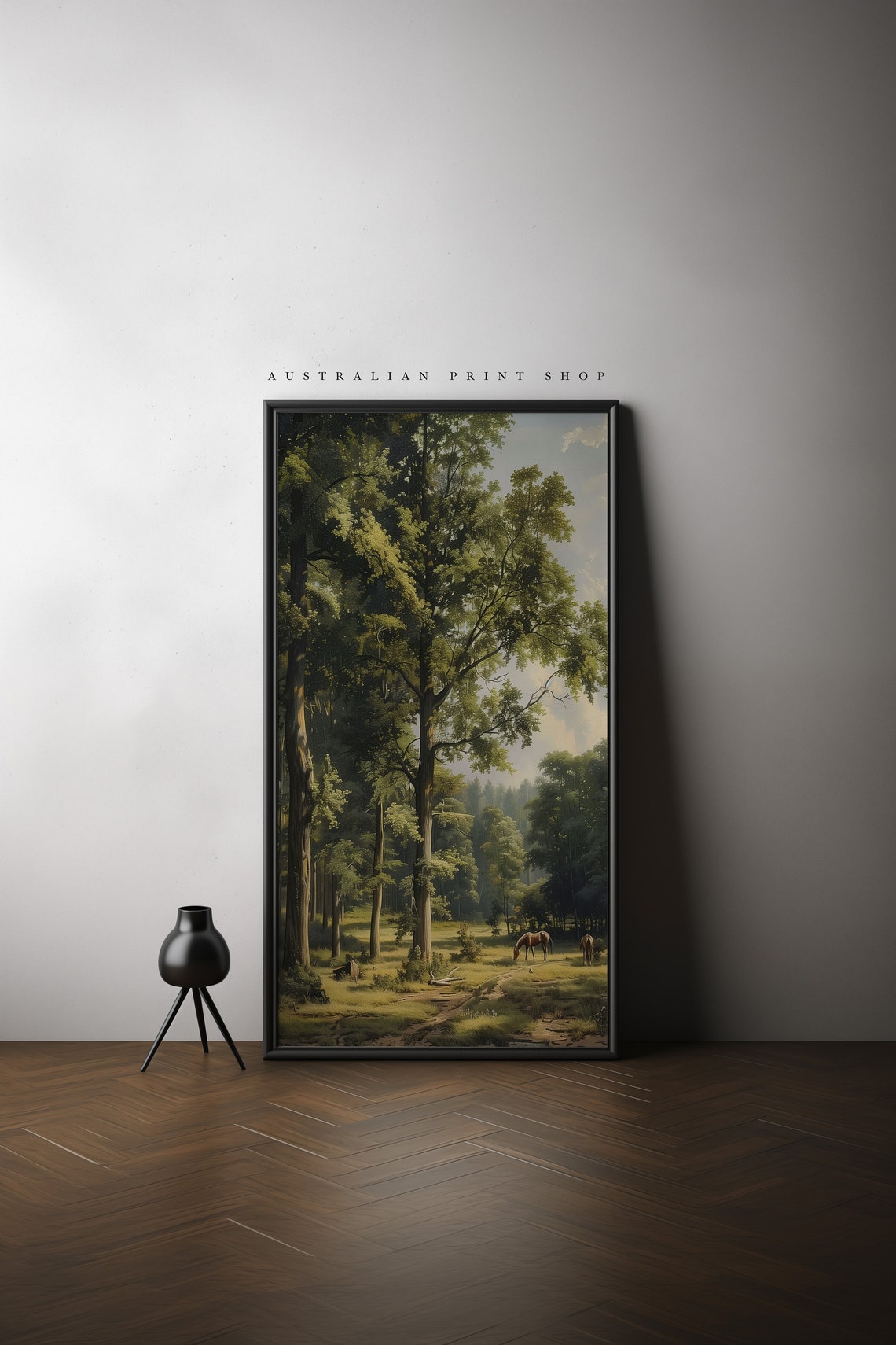 Rustic Charm Vintage Landscape Oil Painting Country Oak Tree Art Prints Farmhouse Decor Wall Art - Image 5