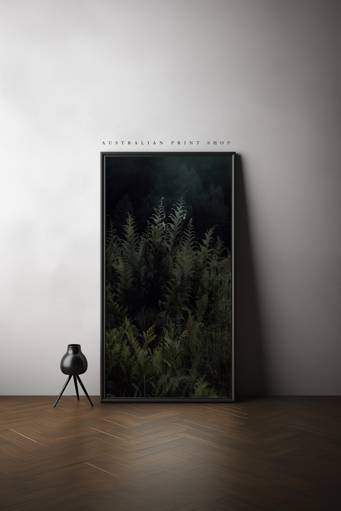 Vintage Fern Plant Forest Landscape Print Green Botanical Painting Wall Art Moody Dark Theme - Image 5