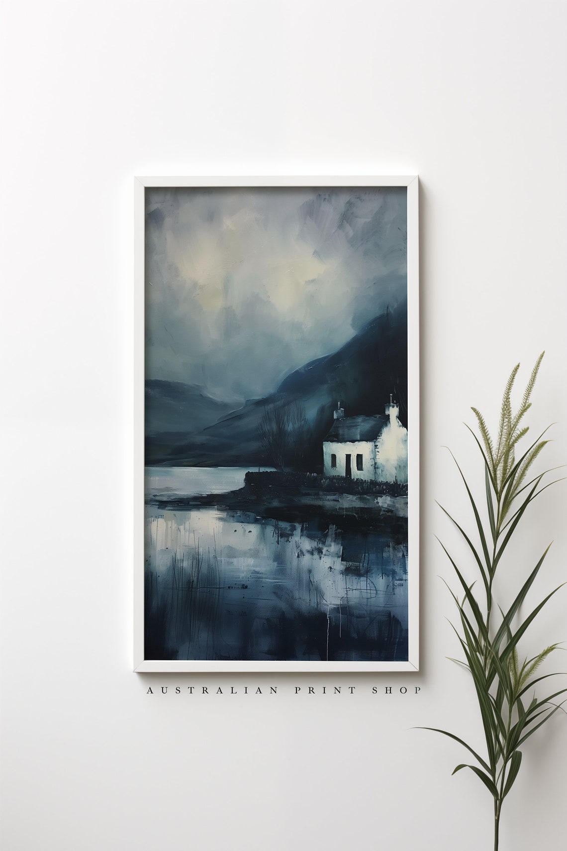 Dark Cottage Art Moody Rustic Print Vintage Oil Painting Perfect For Modern Farmhouse Dcor - Image 2