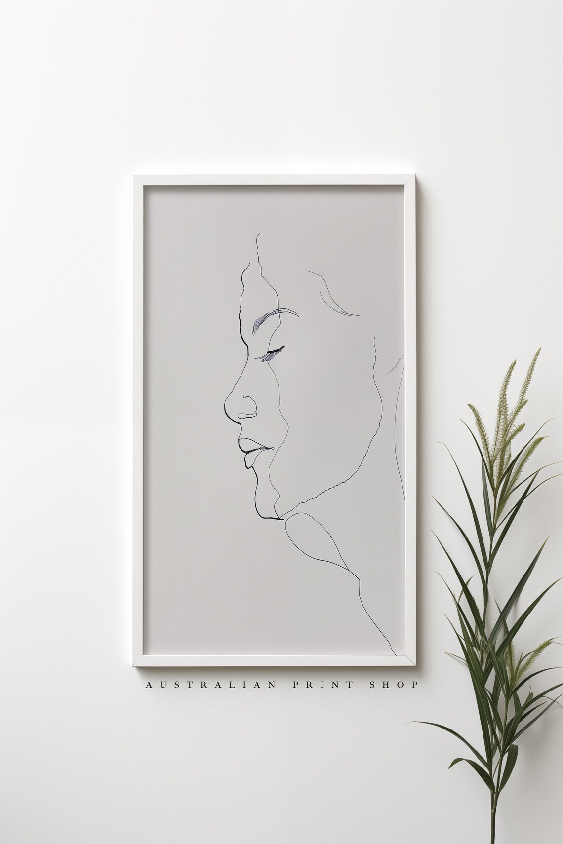 Woman Line Drawing Minimalist Profile Elegant Black White Poster - Image 4