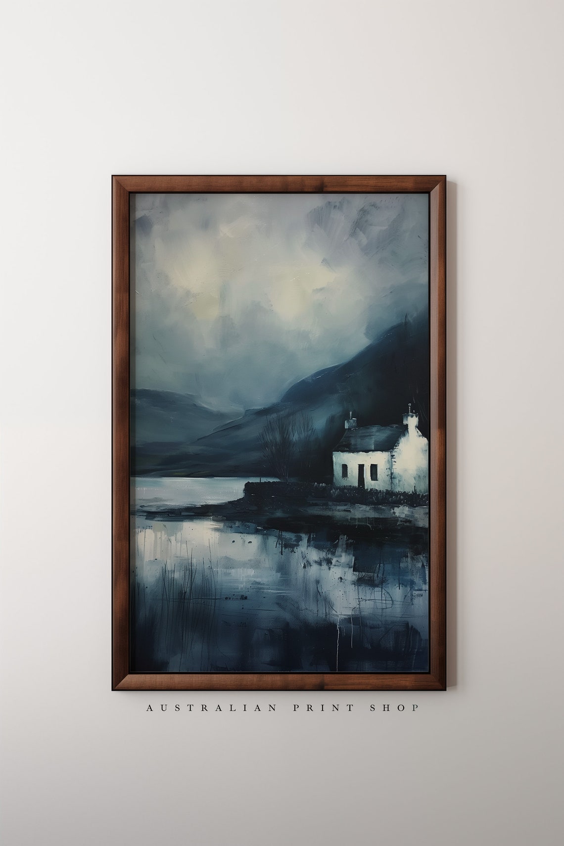 Dark Cottage Art Moody Rustic Print Vintage Oil Painting Perfect For Modern Farmhouse Dcor - Image 5