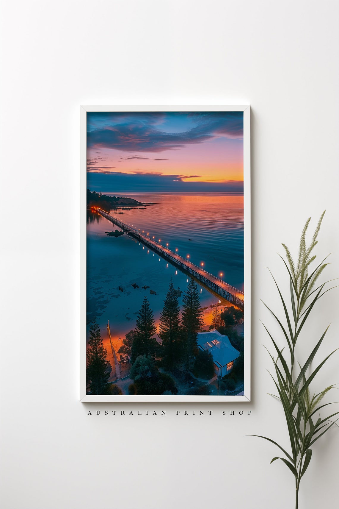 Coastal Bridge Painting Beach Print Turquoise Ocean Coastal Reef Art Summer Sunset Art - Image 7