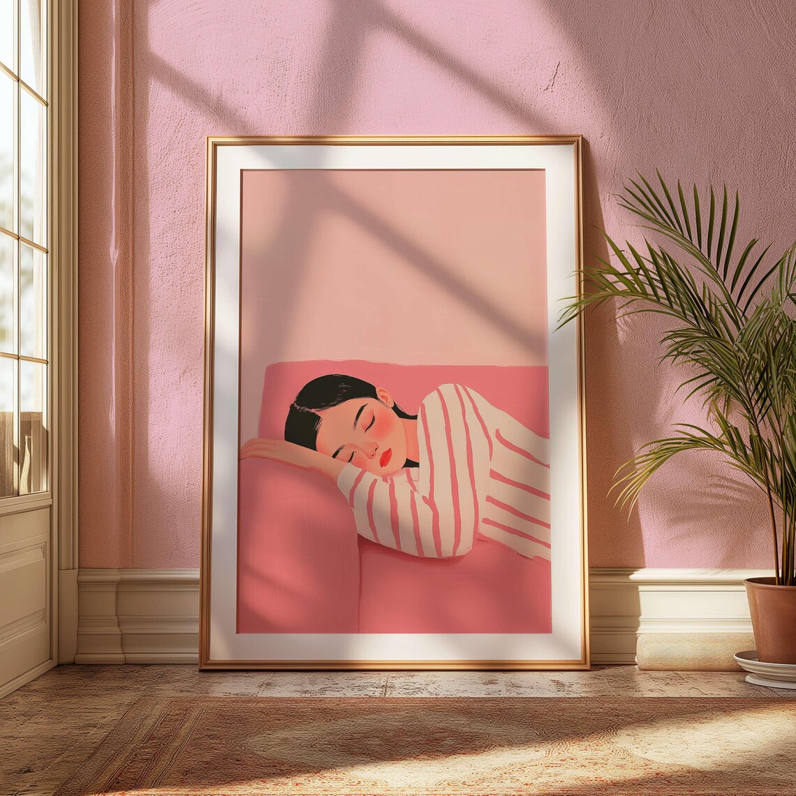 Pink Abstract People Art, Contemporary Minimalist Print - Image 4