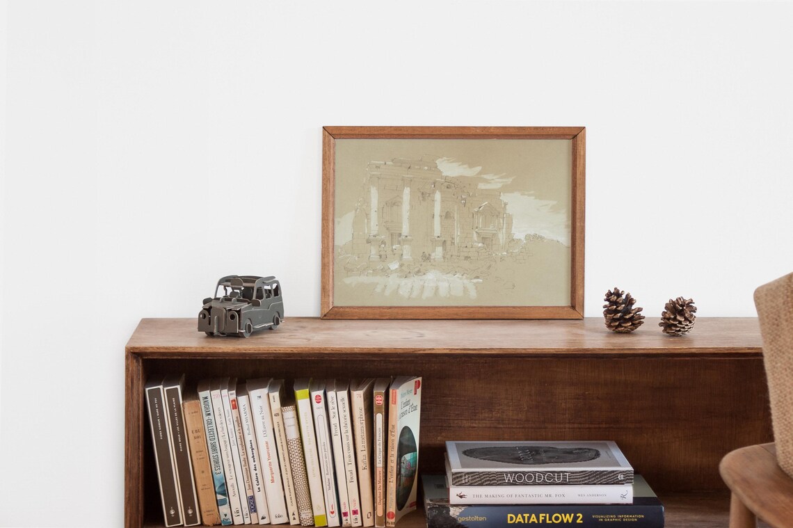 Ancient Temple Illustration, Minimalist Decor Sketch - Image 2
