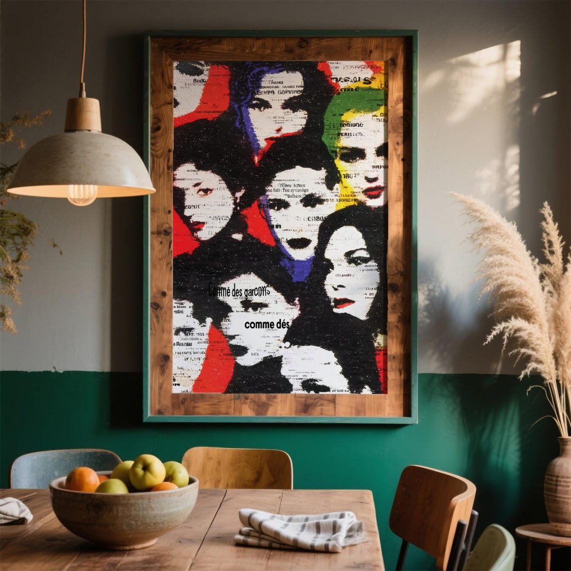 Comme des Garcons Inspired Colorful Pop Art Crowd Faces Fashion Poster