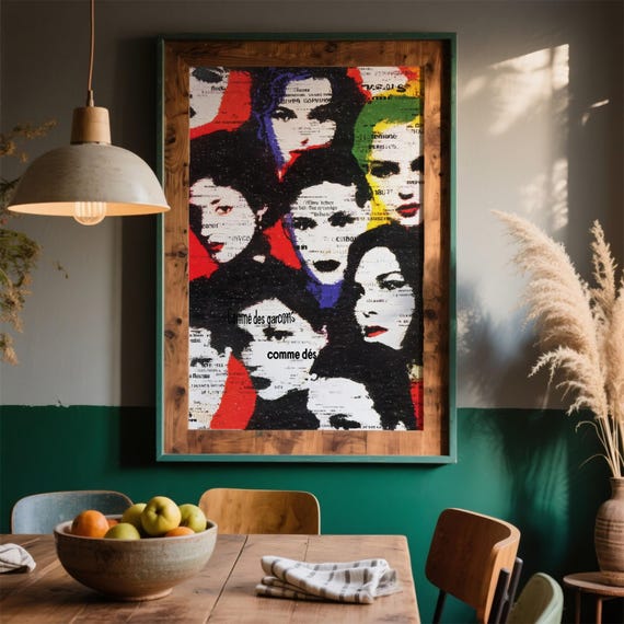 Comme Des Garons Inspired Pop Art Print Elegant Crowd Fashion Poster Urban Street Style Modern Bold Color Palette