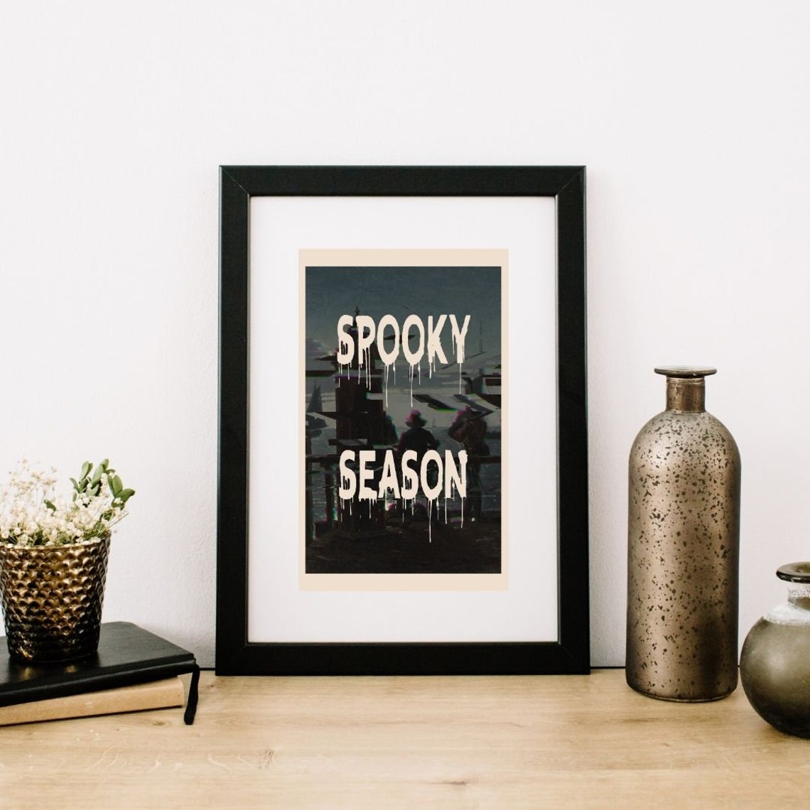 Spooky Season Dripping Letters Dark Night Harbor Halloween Poster