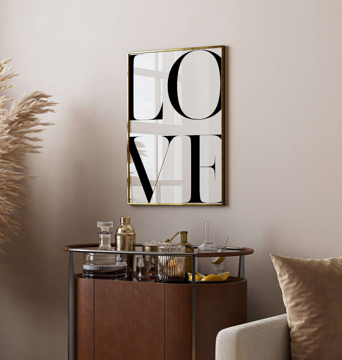 Love Typography Black White Minimal Serif Lettering Modern Poster - Image 2