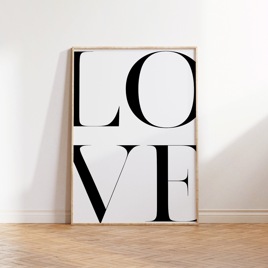 Love Typography Black White Minimal Serif Lettering Modern Poster