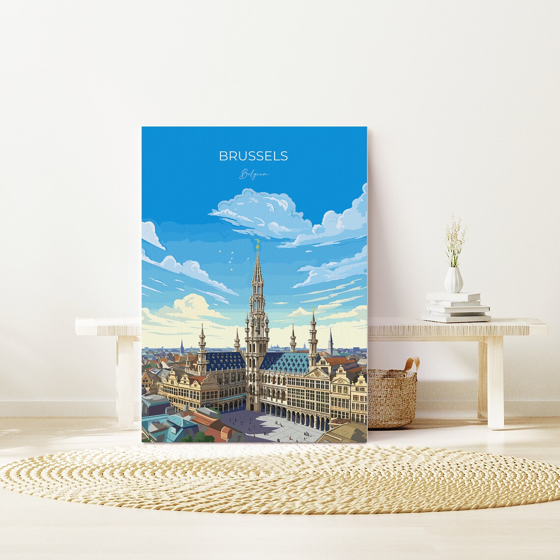 Brussels Belgium Grand Place Town Hall Skyline Travel Poster - Image 3