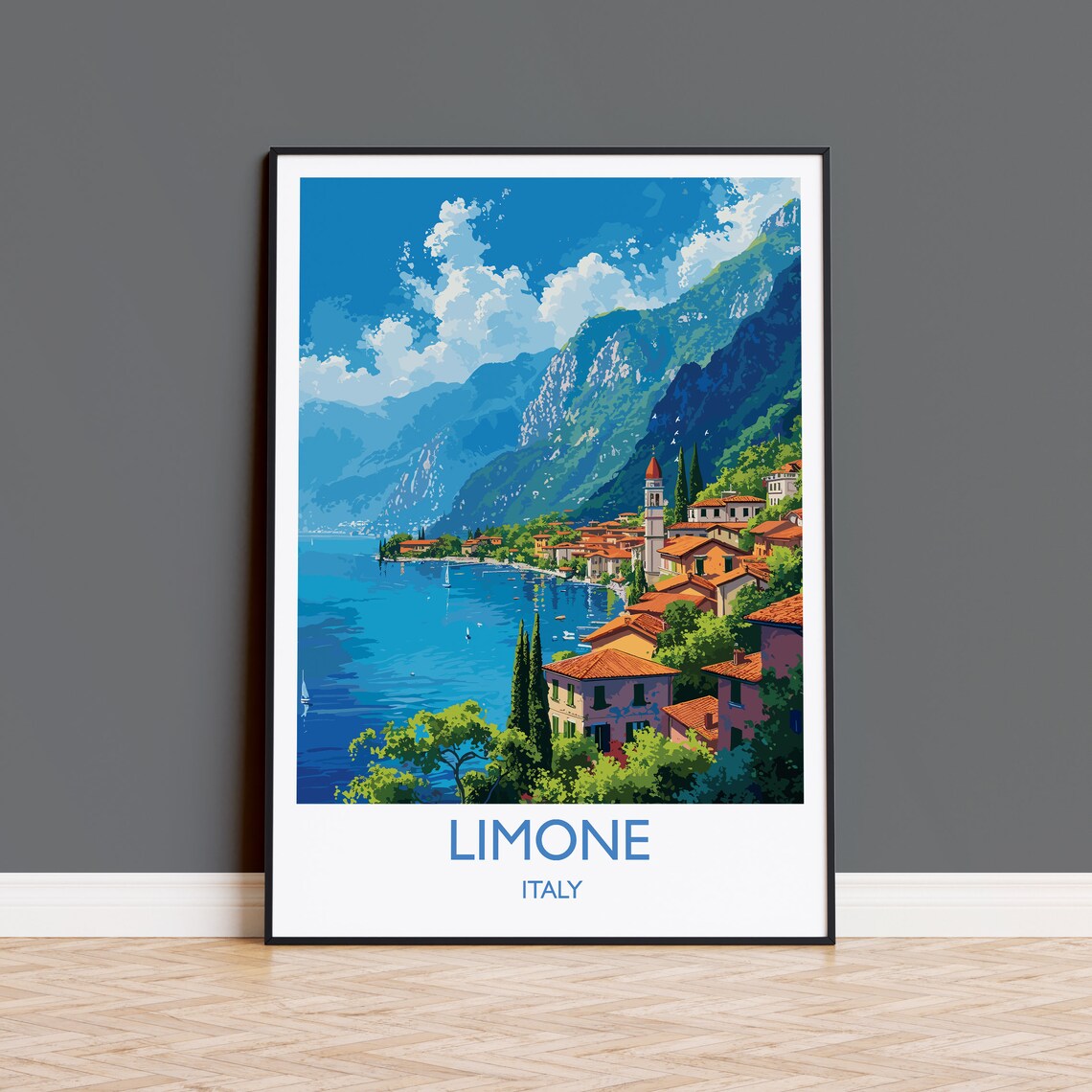 Limone Travel Print Wall Art Travel Poster Of Lake Garda Limone Art Lovers Gift Italy Italian Lakes Art Gift