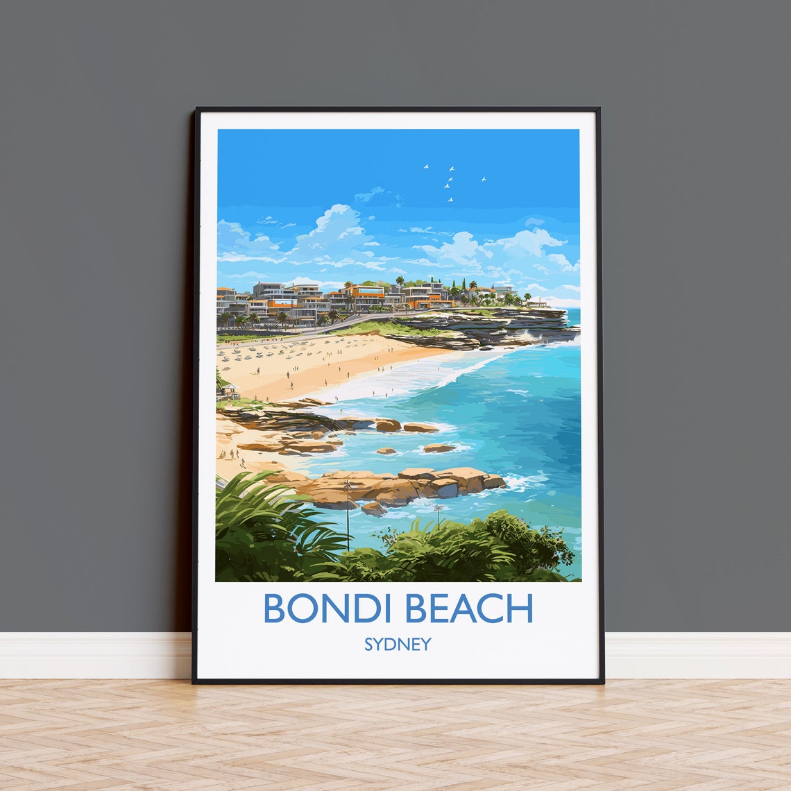 Bondi Beach Sydney Australia Surf Coast Sand Scene Art Poster