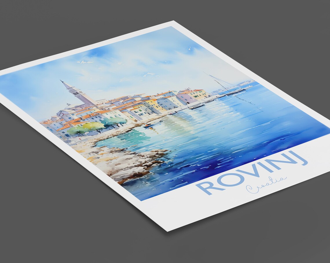 Rovinj Croatia Soft Watercolor Harbor Town Scene Travel Poster - Image 2