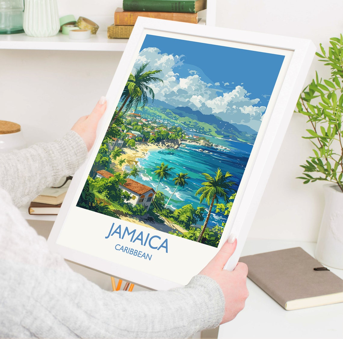 Jamaica Travel Print Travel Poster Of Jamaica Caribbean Jamaica Art Lovers Gift Caribbean Gift Wall Art Print - Image 3