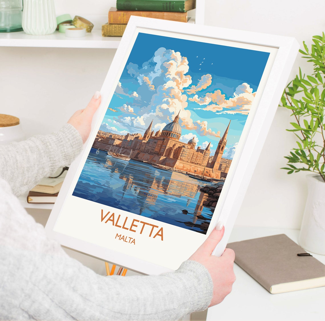 Valletta Malta Harbour Basilica Dome Waterfront Travel Poster - Image 5