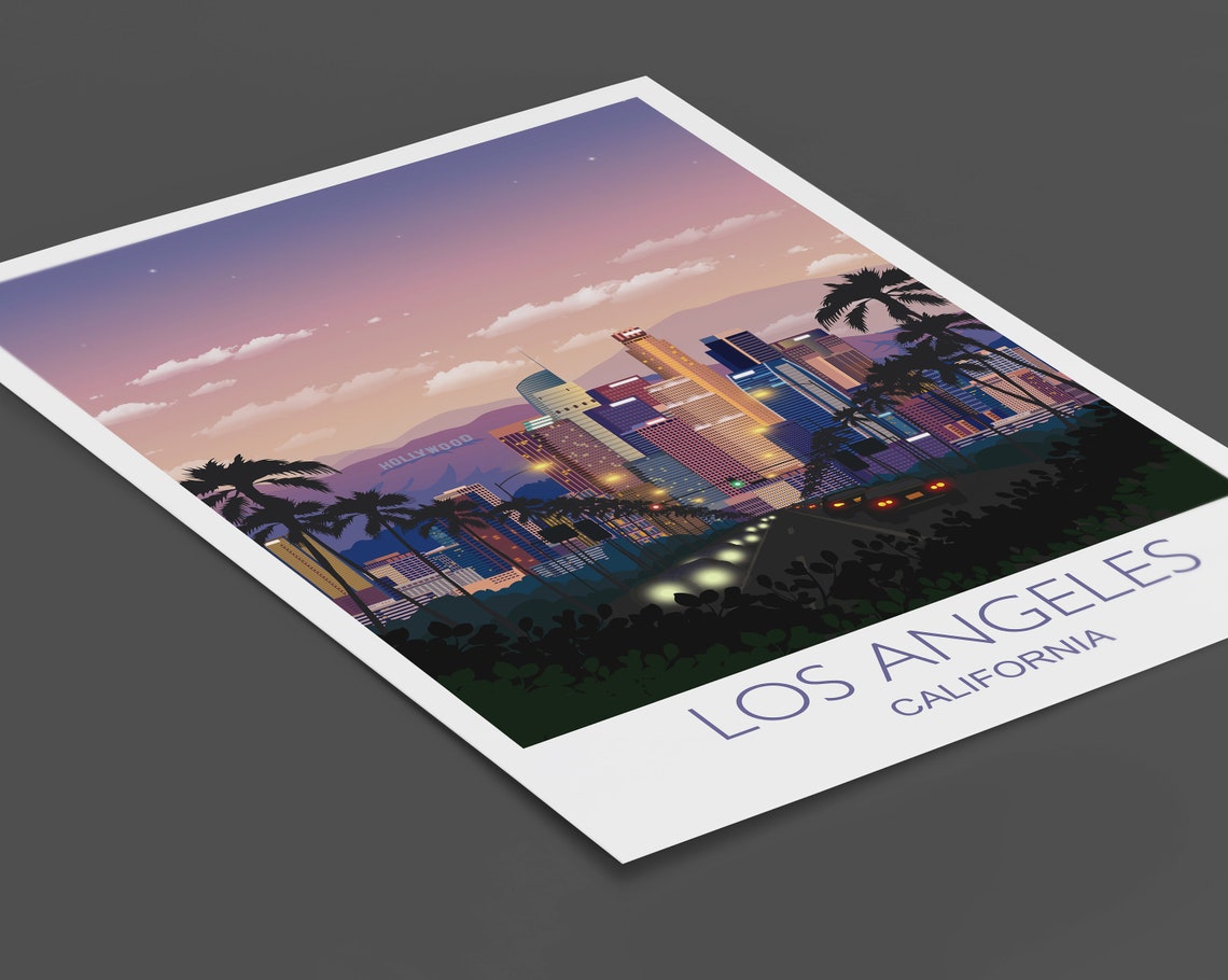 Los Angeles Travel Print Los Angeles Travel Poster City Of Los Angeles California Usa Usa Travel Poster Los Angeles Cityscape - Image 2