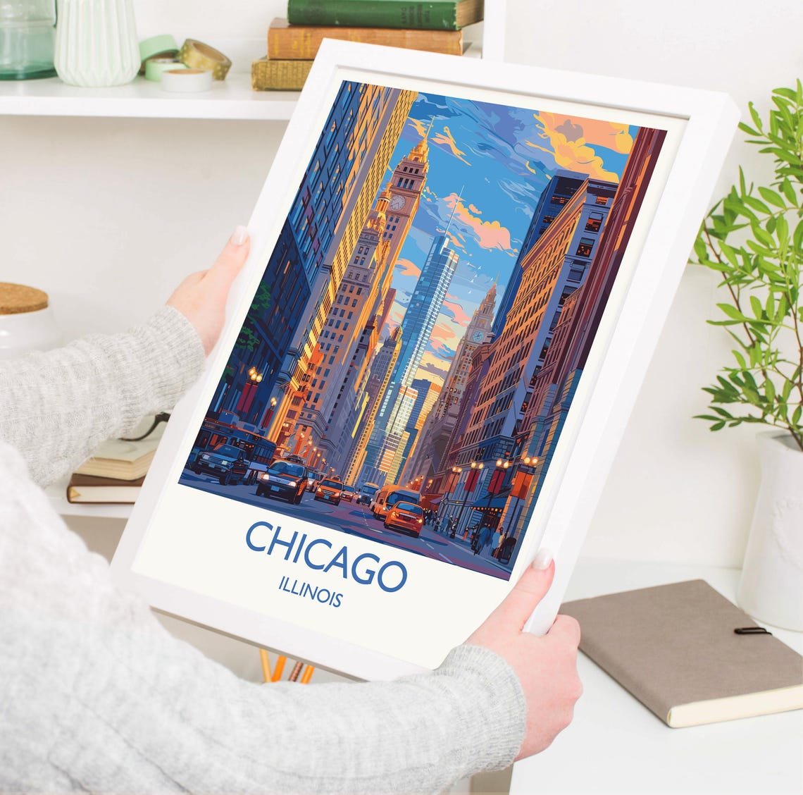 Chicago Travel Poster Wall Art Travel Print Of Chicago Illinois Chicago Art Lovers Gift Usa City Art Gift - Image 3