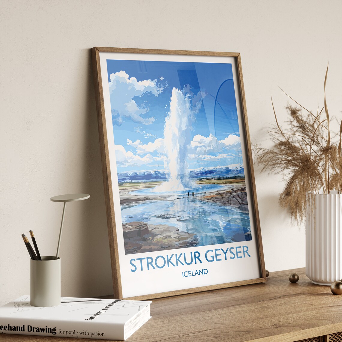 Strokkur Geyser Travel Poster, Iceland Wall Art - Image 2