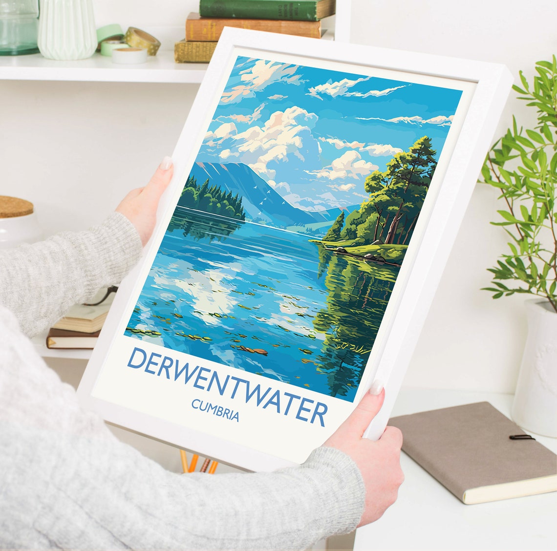 Derwentwater Cumbria Mirror Lake Forested Island Scenic Poster - Image 5
