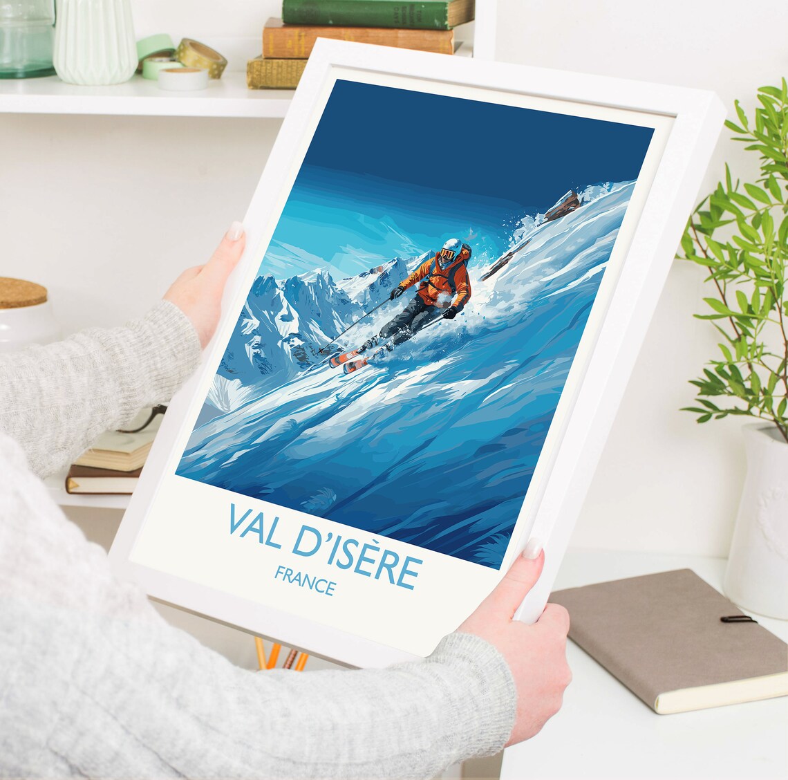 Val d'Isere France Steep Powder Skier Alpine Action Travel Poster - Image 5