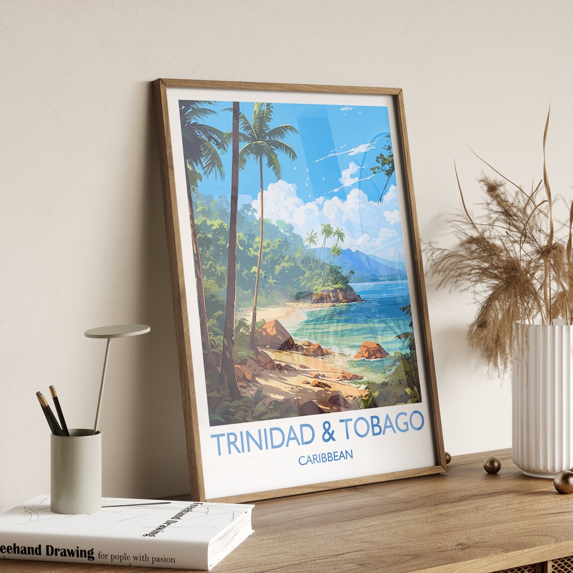 Trinidad And Tobago Travel Poster, Caribbean Map Print - Image 3