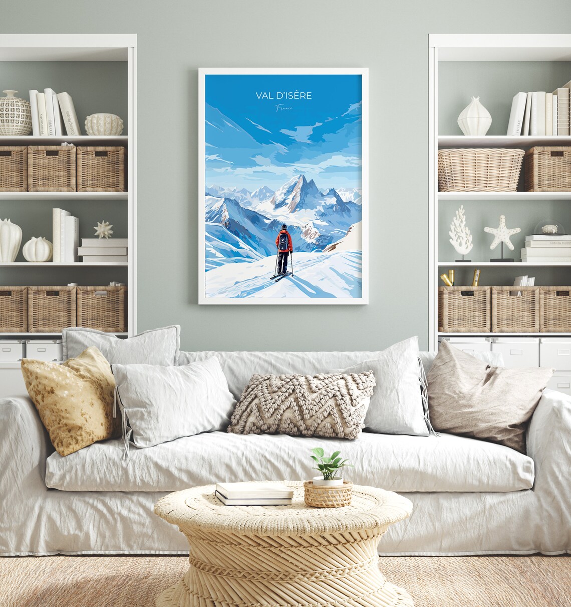 Val d'Isere France Skier Mountain Ridge Snowy Alpine Travel Poster - Image 4