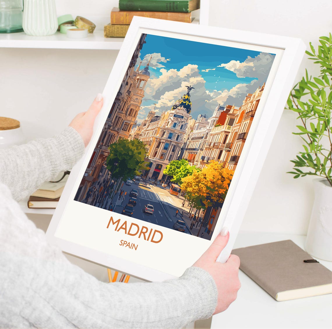 Madrid Gran Via Metropolis Dome Sunset Street Scene View Poster - Image 3