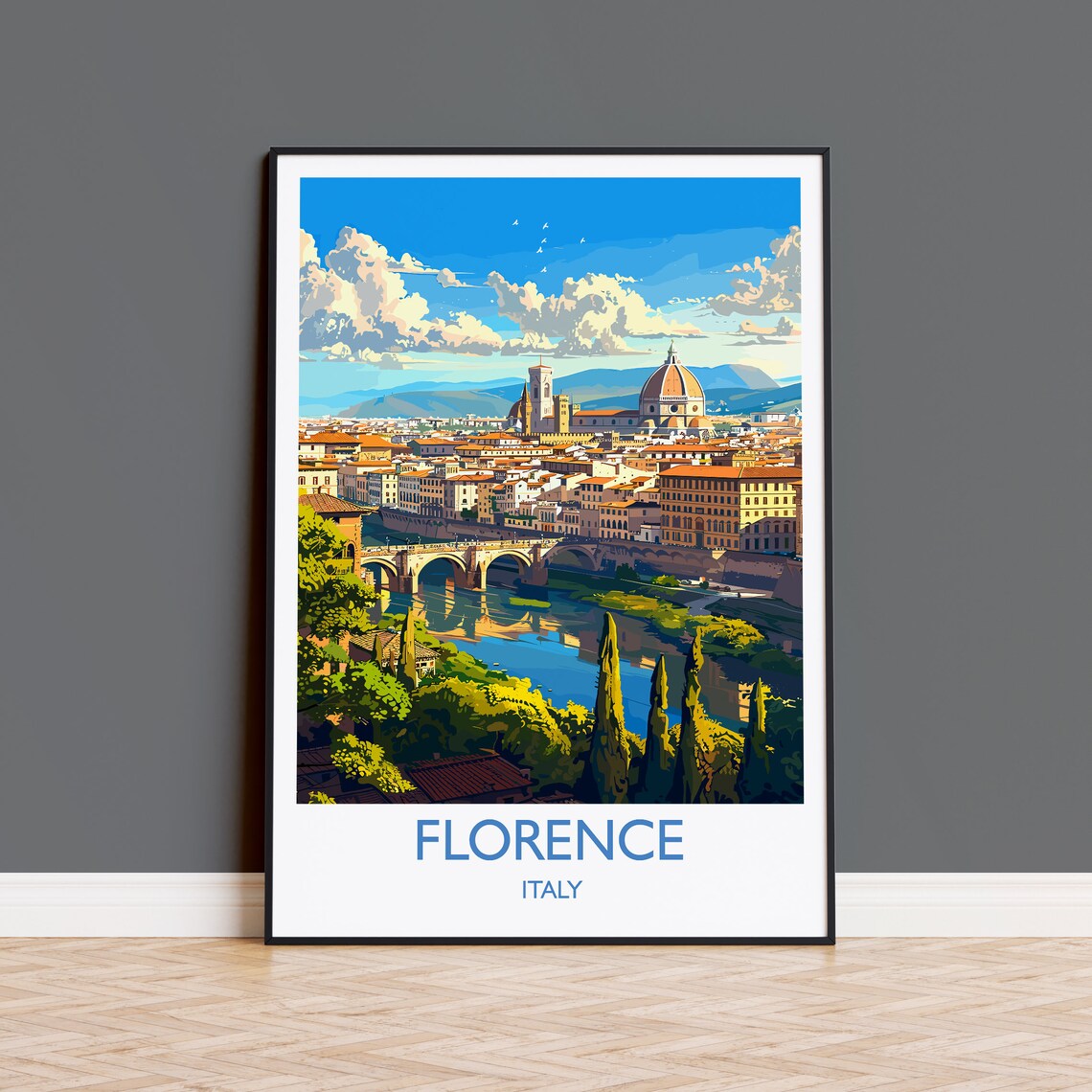 Florence Travel Poster, Italy Art Lovers Gift