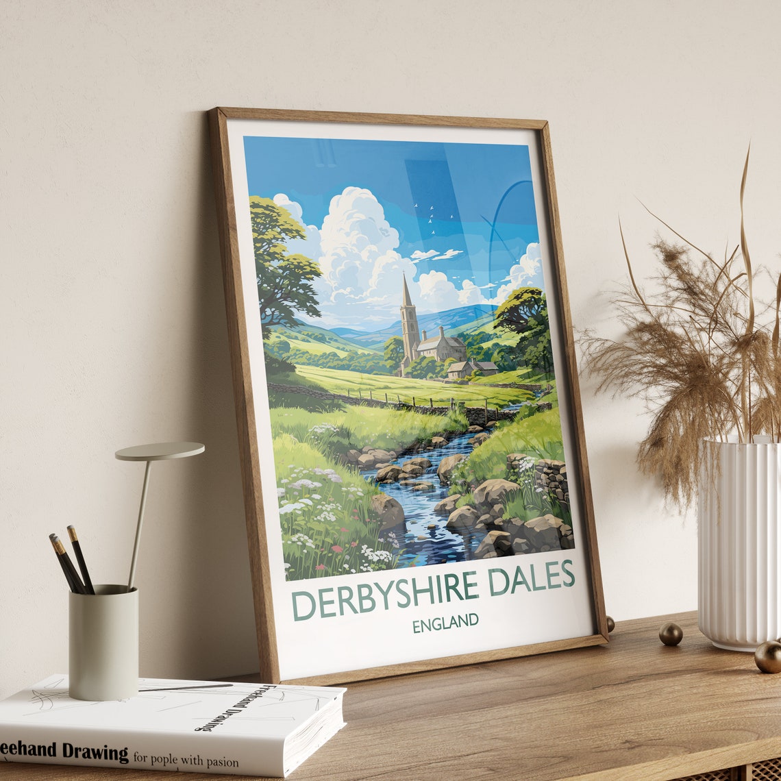 Derbyshire Dales Travel Print Wall Art Travel Poster Of Derbyshire Dales England Derbyshire Dales Art Lovers Gift English Countryside - Image 3