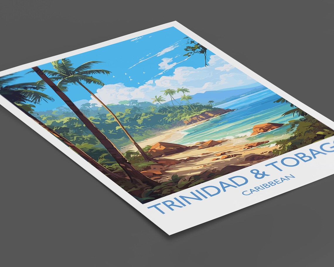 Trinidad And Tobago Travel Poster, Caribbean Map Print - Image 2
