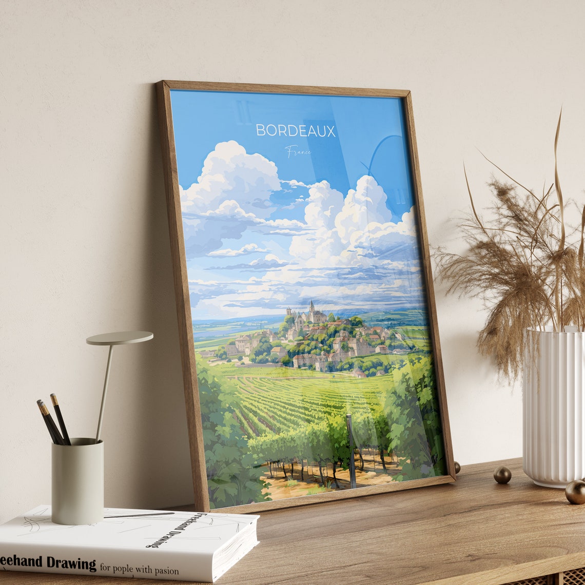 Bordeaux Travel Print Wall Art Travel Poster Of Bordeaux Wine Region France Europe France Travel Gift Art - Image 2