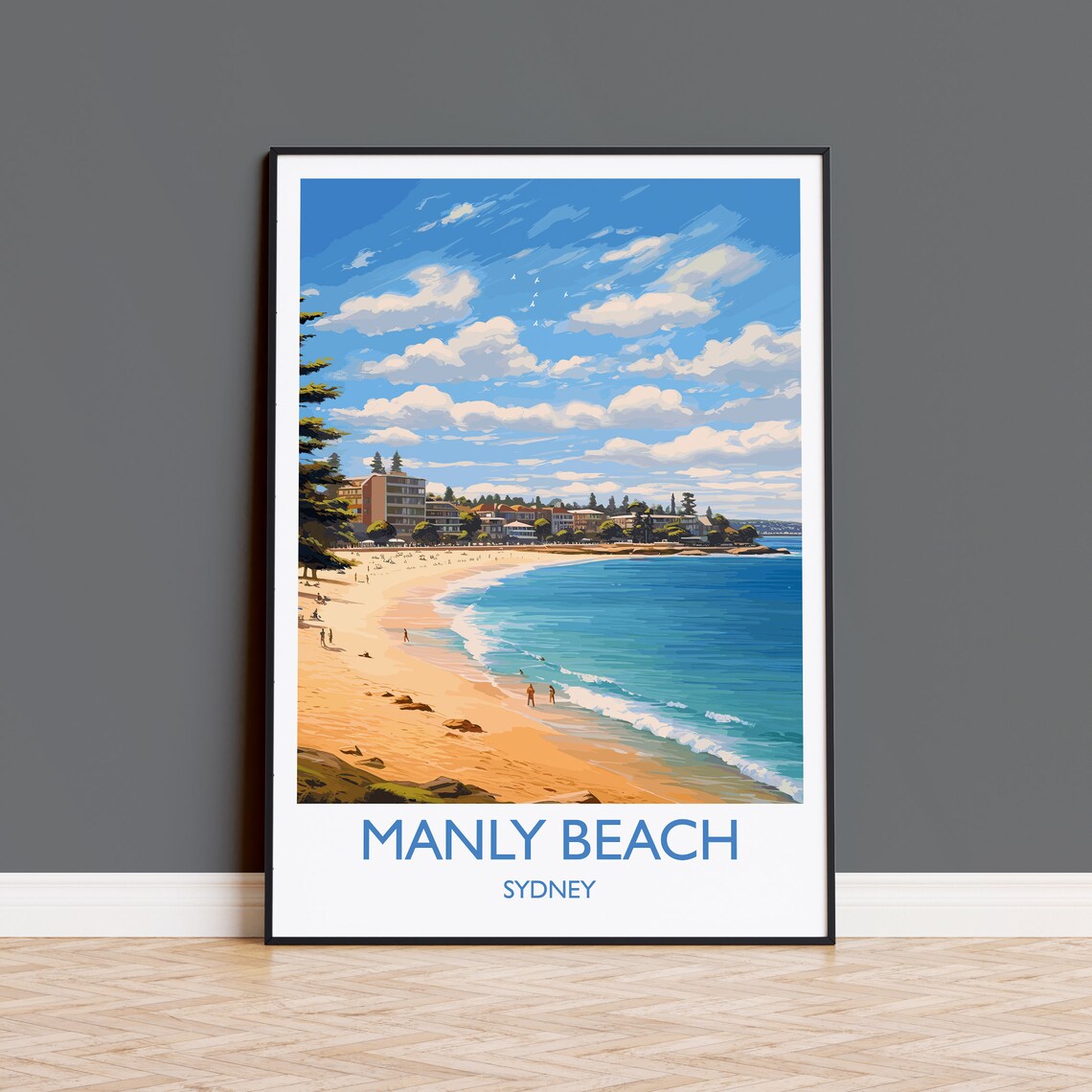 Manly Beach Travel Poster, Sydney New South Wales