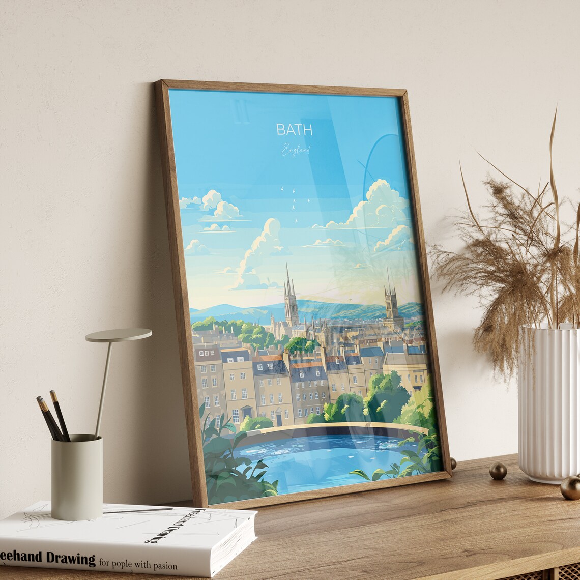 Bath England Historic Georgian City Abbey View Travel Poster - Image 2