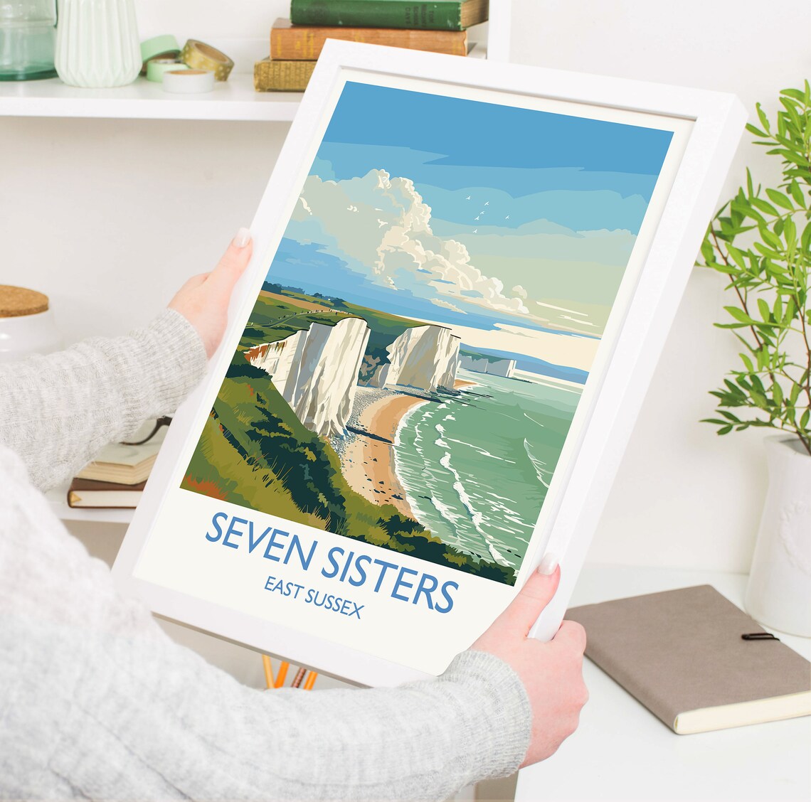 Seven Sisters Travel Poster, East Sussex Coastal Art - Image 5