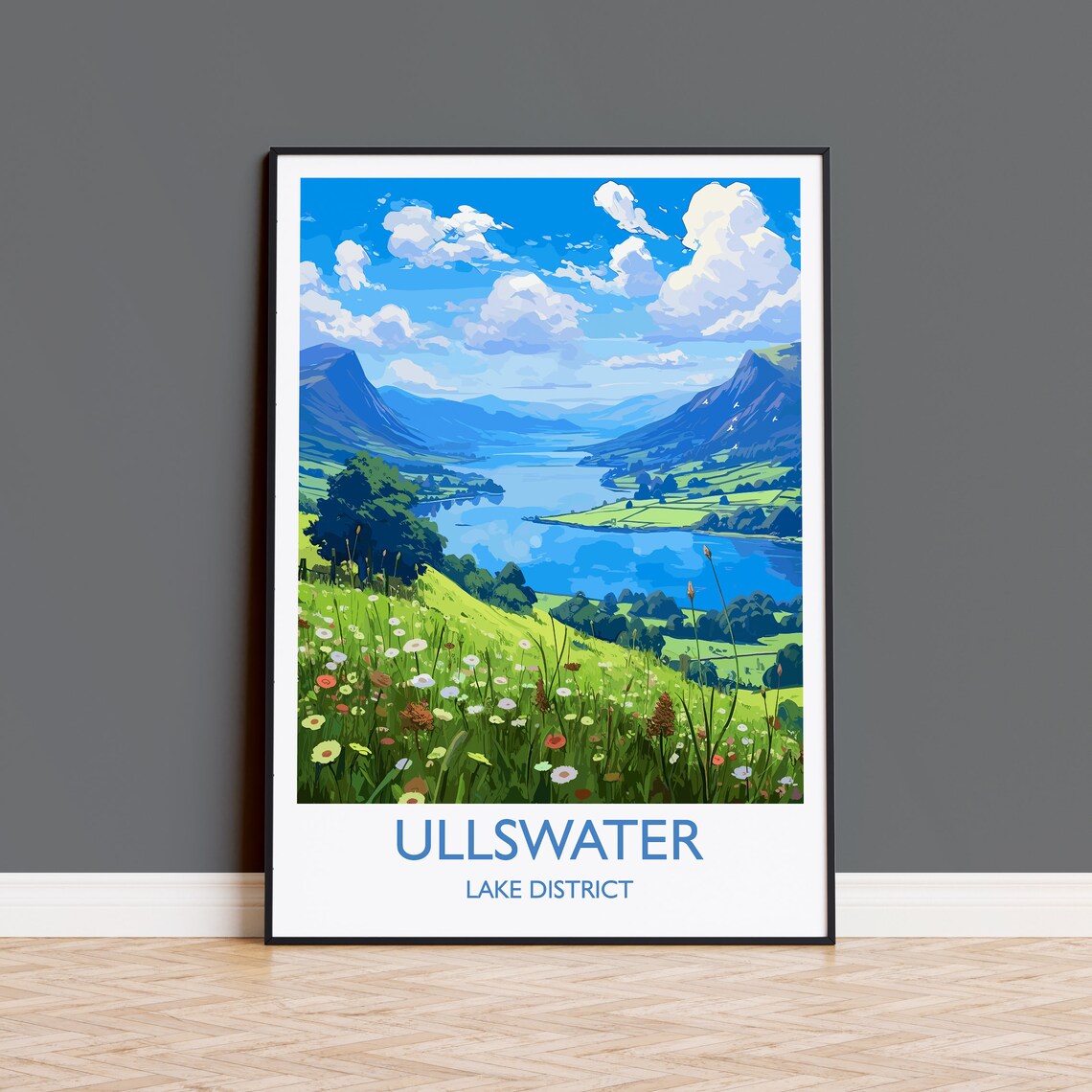 Ullswater Travel Poster, Cumbria England Art Print