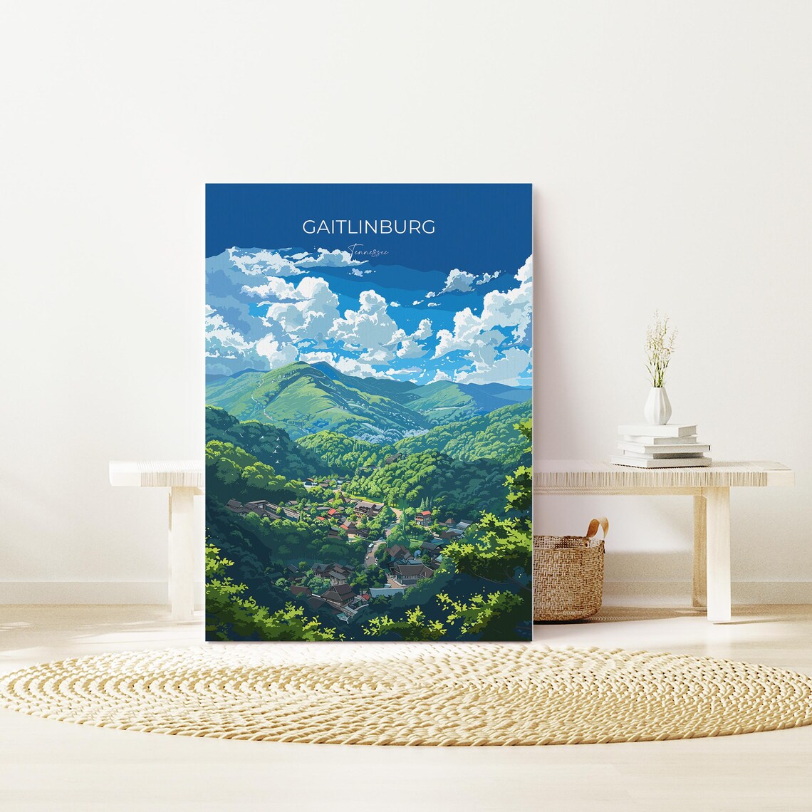Gaitlinburg Tennessee Smoky Mountains Green Valley Travel Poster - Image 2